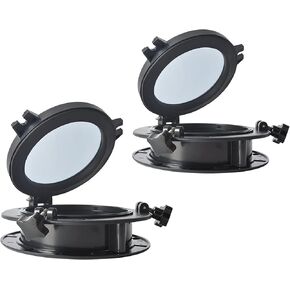 Amarine Made Pair of Boat Yacht Round Opening Portlight Porthole 8" Replacement Window Port Hole - ABS Tempered Glass (Black)