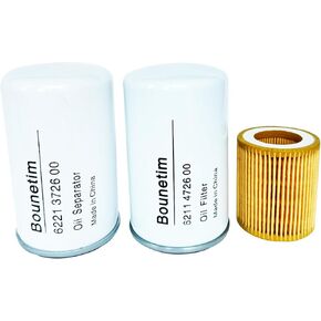 Filter Kit 6221372600 Air Oil Separator 6211472600 Oil Filter 6211473700 Ailr Filter Compatible with Quincy Air Compressor Replacement Filter, Filtration Parts for Compressor QGS QRS