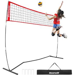 Volleyball Net, 12FT Freestanding Volleyball Net for Backyard, Height Adjustable Portable Volleyball Net with Carry Bag, Professional Volleyball Practice Training Set for Indoor and Outdoor