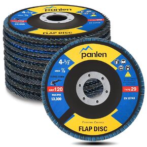 Zirconia Flap Discs 4-1/2 for Angle Grinder, Fine 120 Grit Abrasive Grinding Wheels for Surface Finishing and Cleaning (10 Pack Type 29)