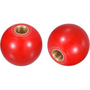 uxcell 3Pcs Threaded Ball Knobs, M10 Female Thread Thermoset Ball Knob 35mm Dia Round Operation Ball Handles with Copper Insert for Machine Lever Handle, Red