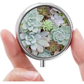Mini Pill Box, Small Pill Box, Portable Pill Box, Cute Pill Organizer for Vitamins, Medications, Fish Oil and Supplements (Black Flowers)