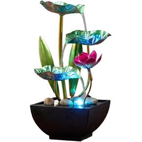 Waterfall Pendulum with Lights Small Fountain Indoor Decompression Office Living Room Home Waterfall Decor Art Country Style