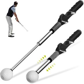 Retractable Golf Swing Aid for Golf Speed Training, Rhythm Click Golf Swing Trainer for Indoor Golf Practice & Outdoor Warm Up, Right-Handed Golf Grip Trainer for Improving Hitting Strength & Tempo