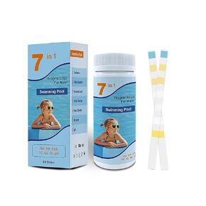7 in 1 Water Test Kit for Swimming Pool 100 Strips, Water Testing Kit for Hardness Total Alkalinity Cyanuric Acid Total Chlorine Free Chlorine Bromine pH, Test Strips for Pool