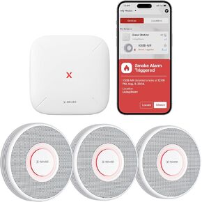 X-Sense Smart Smoke Detector with Voice Alerts and 17 Locations, Wi-Fi Smoke Alarm with SBS50 Base Station, Test from APP, Wireless Interconnected Fire Alarm, Model XS0B-MR61