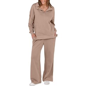 ANRABESS Women 2 Piece Outfits Lounge Sets Oversized Sweatshirt Wide Leg Pants 2024 Fall Casual Sweatsuits Travel Clothes Set