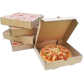 Appetizing Cardboard Pizza Boxes, Takeout Containers - 10 Pack 7.3 x 7.3 x 1.6" Premium Kraft Corrugated Pizza Boxes, Small Takeaway Mailing Shipping Storage Boxes for Pizza, Cake, Cookies, Foods