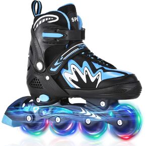 TOMSHOO Inline Skates for Kids Adjustable Roller Skates Boys and Girls with 4 Illuminating Pu Wheels Outdoors Indoors Roller Skates for Boy Girl Beginners