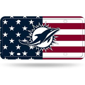 Rico Industries NFL Football Miami Dolphins USA Metal Auto Tag 6" x 12" - Great for Truck/Car/SUV