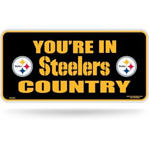Rico Industries NFL Football Pittsburgh Steelers Metal Black Metal Tag
