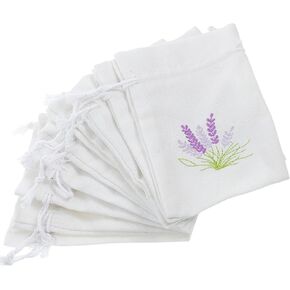 Amosfun Lavender Sachet Bags: 10pcs Cotton Drawstring Bags Empty Perfume Bags Pouches Drawstring Sachets Small Jewelry Pouch Wedding Favor Bag for Lavender Buds