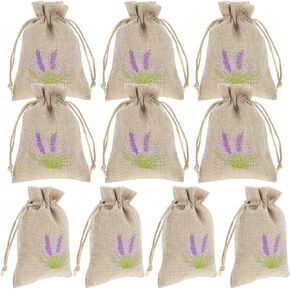 iplusmile 10pcs Lavender Sachet Bags Linen Drawer Sachet Bags Empty Refillable Small Drawstring Sachet Bags for Lavender Spice Jewelry, Wedding Home Car Decorations