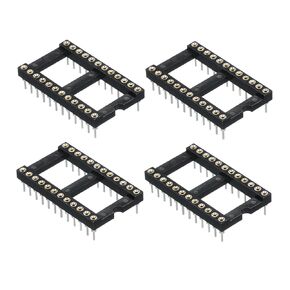 MECCANIXITY 4pcs DIP IC Chip Socket Adapter Round Pin 8P 2.54mm Pitch IC Socket for PCB Board Chip, 7.6mm Black