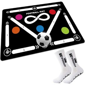 Soccer Training Mat, Football Footwork Training Equipment Mat for 6-15 Ages to Improve Speed and Coordination Indoor, Video Modules and Dynamic Manuals Included, Holiday Birthdays Gift for Kids