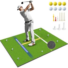 Roykaw Golf Mat 5x4ft Golf Hitting Mat Pad, Thicken Golf Swing Mat, Golf Practice Mat for Outdoor & Indoor, Golf Turf Golf Grass Mat Non-Slip/High-Elastic Base, w/ 8 Golf Balls & 10 Golf Tees