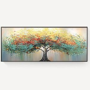 Colorful Large Wall Art for living room, Framed Modern Abstract Wall Decor, Abstract Tree Painting Wall Artworks Hang Pictures for Office Hotel Room Home Decoration Canvas Prints Posters 24"x56"