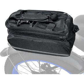 Rear Electric Bike Rack Bag with Waterproof Rain Cover Carrier Backseat 13LStorage Luggage Saddle E Bike Bag Cycling Pannier Trunk Carrier with Reflector&Adjustable Cord for E-Bike Commuter