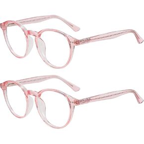 Blue Light Blocking Glasses for Women Men Retro Round Computer Glasses Anti Eyestrain with Spring Hinge Eyewear Frame