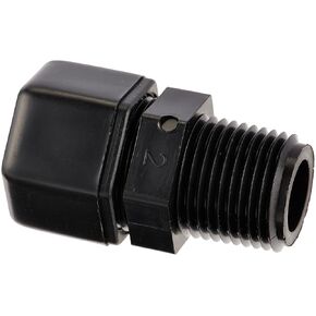 P8MC8 Fast & Tite Polypropylene Male Connector Fitting, 1/2" Compression Tube x 1/2" Male NPTF, Black