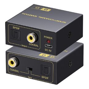 Optical to Coaxial OR Coaxial to Optical Digital Audio Converter, Bi-Directional Digital Coaxial to/from Optical Toslink Converter/Repeate/Splitter,with 1 Optical,1 coaxial Cable,1 Power
