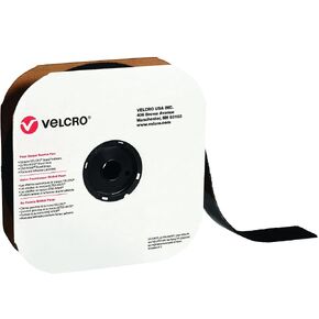 Box VELCRO® Tape (191195) Individual Strips, Loop, 2" x 75', Black (1 Per Case) for Home & Office