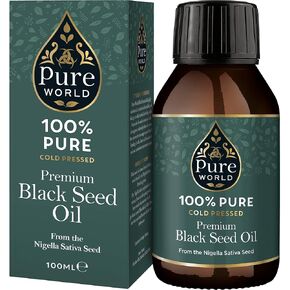 High Strength 100% Pure Virgin Cold Pressed Black Seed Cumin Oil 100ML Glass Bottle, Nigella Sativa Black Seed Oil