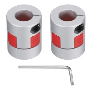 uxcell Aluminum Plum Shaft Coupling 5mm to 10mm Bore L25xD20 Flexible Coupler for 3D Printer CNC Machine and Servo Stepped Motor Pack of 2