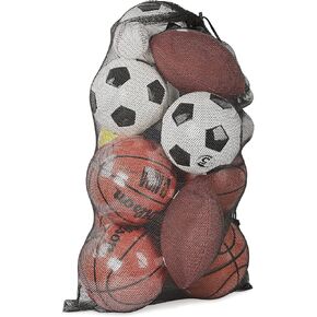 Surblue Extra Large Soccer Ball Bag Mesh Sports Ball Bag with Adjustable Shoulder Strap Heavy Duty Drawstring Bags Team Work for Holding Basketball, Volleyball, Baseball, Water Sports, Swimming Gear
