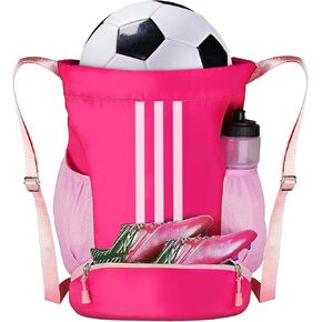 Soccer Bag, Youth Soccer Basketball Bag with Compartments Drawstring Backpack for Football Volleyball Gym Training