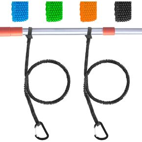 1/2/4 Pack Kayak Paddle Board Tether Leash Stretchable Strap Lanyard Rope, 3.3-7 Feet with Carabiner for SUP Kayaking Boating Canoeing Fishing Pole Rod or Other Gear