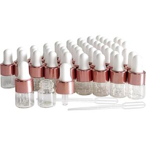 50 Pcs Mini Glass Dropper Bottle 1ml Clear Glass Dropper Bottles for Essential Oil, Sample Containers,Perfume Liquid