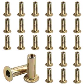 Multi Grip Rivet Nut Kit, 1/4-20 Rivet Nuts Carbon Steel Pre-Bulbed Shank Color-Zinc-Plated Flat Head Threaded Insert Nut(25 Pack)