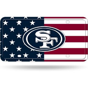 Rico Industries NFL Football San Francisco 49ers USA Metal Auto Tag 6" x 12" - Great for Truck/Car/SUV