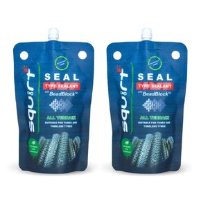 Squirt Bike Tire Sealant w/BeadBlock Technology (4 Oz Pouch, 2 Pack) – Tube/Tubeless Tire Leak Sealant, Sealing Solution for 6mm Punctures, Ready-to-Use Tire Sealer – Planet-Friendly Bike Tools