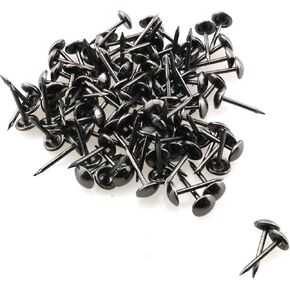 TAODAN 100PCS 7MM/0.28Inch Iron Vintage Round Head Thumbtack Black Decorative Nail Suitable for Decorating DIY Craft and Wooden Chest and Sofa