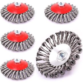 2 حزمة من فرشاة كأس سلكية معقودة مقاس 4 بوصات لمطحنة زاوية 4 1/2، 5/8 بوصة - 11 شجرة مترابطة، سلك فولاذي كربوني 0.02 بوصة، فرشاة سلكية للصدأ والتآكل وإزالة الطلاء (عبوتان 4 بوصات) in Kuwait