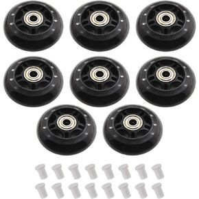 SING F LTD 8pcs 70mm 82A Skating Wheels with ABEC-7 608ZZ Bearing for Boys & Girls Indoor Outdoor Recreational Riding with 6mm White Plastic Spacers Replacement Black PU