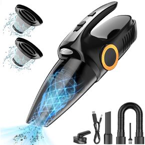 Handheld Vacuum Cordless, Car Vacuum 9500PA Powerful Suction Portable Handheld Vacuum with LED Light & 2 Fliters Rechargeable Car Vacuum Portable Cordless for Home Office Kitchen Car Pets