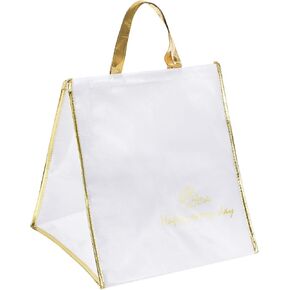 PATIKIL Insulated Grocery Bag, Non-woven Fabric Food Delivery Tote Thermal Cake Carrying Bags Food Container for Home Office Restaurant, 37cmx37cmx43cm, White in Saudi Arabia