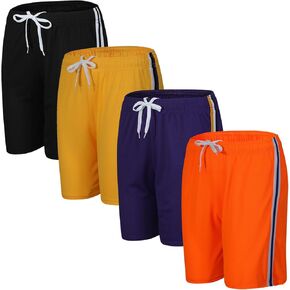 4-Pack Boys Athletic Shorts Youth Basketball Shorts Mesh Dry-Fit Kids Shorts Moisture Wicking Shorts