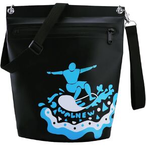 WALNEW Waterproof Dry Bag with Watertight Zipper, Lightweight Waterproof Pouch for Women Men, IPX5 Crossbody Dry Sack Keeps Gear Dry for Kayaking, Beach, Boating, Camping, Fishing, Hiking (BLACK)