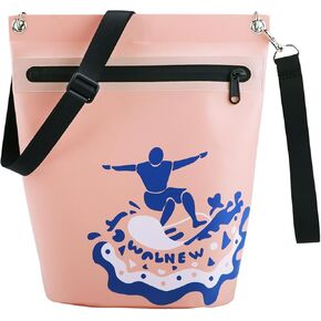WALNEW Waterproof Dry Bag with Watertight Zipper, Lightweight Waterproof Pouch for Women Men, IPX5 Crossbody Dry Sack Keeps Gear Dry for Kayaking, Beach, Boating, Camping, Fishing, Hiking (BLACK)