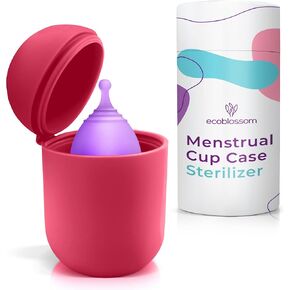 EcoBlossom Reusable Menstrual Cup and Case - The Most Reliable Medical Grade Silicone Period Cups - Comfortably use for 12 Hours (Small/Large (Pack of 2), Gray Cup & Case)