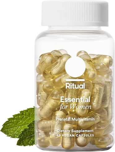Ritual Essential for Women Prenatal Multivitamin: Folate & Choline for Neural Tube Support, Omega-3 DHA for Fetal Brain Development, Iron, Calcium-Helper D3 & K2, Non-GMO, Vegan, Mint, 30 Days in Saudi Arabia