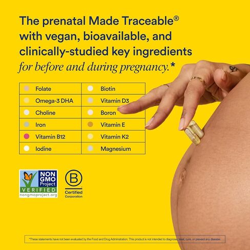 Ritual Essential for Women Prenatal Multivitamin: Folate & Choline for Neural Tube Support, Omega-3 DHA for Fetal Brain Development, Iron, Calcium-Helper D3 & K2, Non-GMO, Vegan, Mint, 30 Days in Saudi Arabia