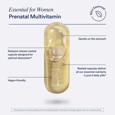 Ritual Essential for Women Prenatal Multivitamin: Folate & Choline for Neural Tube Support, Omega-3 DHA for Fetal Brain Development, Iron, Calcium-Helper D3 & K2, Non-GMO, Vegan, Mint, 30 Days in Saudi Arabia
