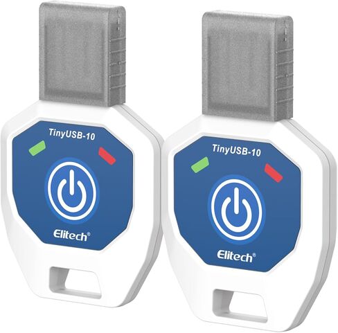 Elitech 2 Pack Temperature Data Logger Single Use 90 Days in-Transit Trip Disposable Temperature Recorder PDF Report Tiny but Elite TinyUSB -10～40℃ in Kuwait