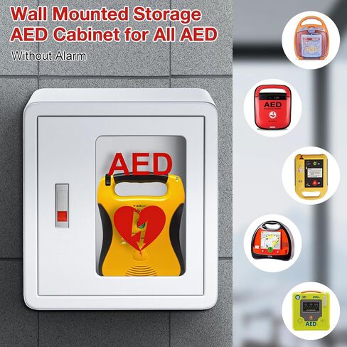 خزانة AED، قفل سريع من الفولاذ المقاوم للصدأ ZIPOWEY، خزانة تخزين مثبتة على الحائط ومزيل رجفان الإسعافات الأولية، تناسب جميع العلامات التجارية لعلوم القلب في الأماكن العامة، 14 × 7.8 × 15.7 بوصة in Kuwait