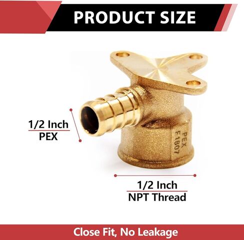 (عبوة من 10) EFIELD Pex Drop-Ear Elbow Brass Fitting 1/2 بوصة × 1/2 بوصة أنثى NPT، ASTM F1807 in Saudi Arabia